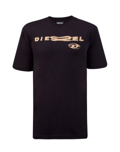 Хлопковая футболка свободного кроя с принтом Diesel