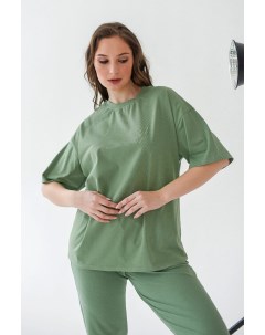 Жен футболка Оверсайз Зеленый р 52 Оптима трикотаж