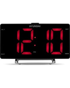 Радиобудильник H RCL246 черный LCD подсв красная часы цифровые FM Hyundai