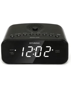 Радиобудильник H RCL221 черный LCD подсв белая часы цифровые FM Hyundai