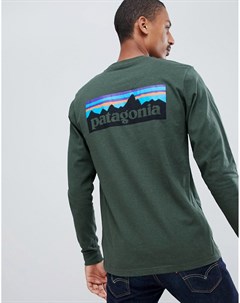 Зеленый лонгслив с логотипом P 6 Responsibili Tee Patagonia