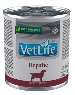 Влажный корм Vet Life Natural Diet Hepatic паштет диета для собак 0 3 кг Farmina