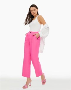 Розовые льняные брюки Straight с защипами женские Gloria jeans