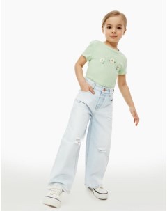 Джинсы Long leg с дырами для девочки Gloria jeans
