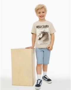Бежевая футболка с принтом Wild Surf для мальчика Gloria jeans