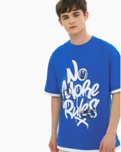 Синяя футболка с граффити принтом для мальчика Gloria jeans