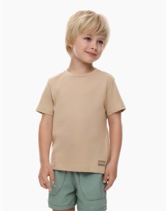 Бежевая базовая футболка Standard из тонкого джерси для мальчика Gloria jeans