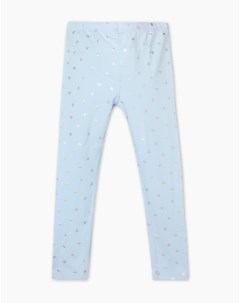 Голубые легинсы с блестящим тотал принтом для девочки Gloria jeans