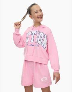 Розовые спортивные шорты с надписью Аction для девочки Gloria jeans