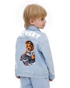 Джинсовый жакет куртка с принтом Bear на спине для мальчика Gloria jeans