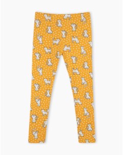 Жёлтые легинсы с котиками для девочки Gloria jeans