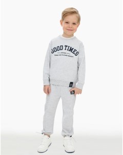 Серый свитшот с надписью Good Times и нашивкой для мальчика Gloria jeans