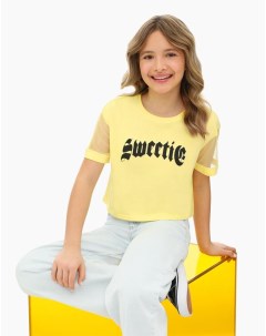 Жёлтая футболка с принтом для девочки Gloria jeans