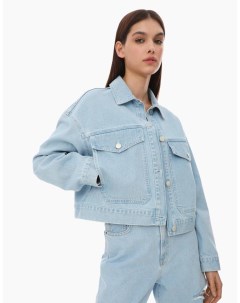 Укороченный джинсовый жакет куртка oversize с карманами Gloria jeans