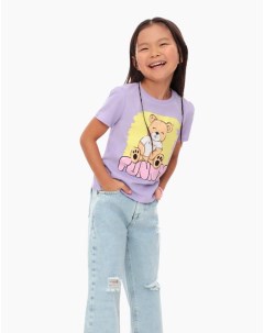 Фиолетовая футболка с мишкой для девочки Gloria jeans