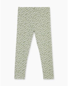 Фисташковые легинсы с цветочным принтом для девочки Gloria jeans