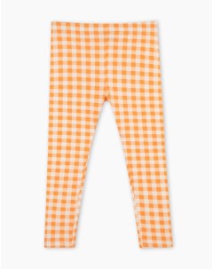 Оранжевые легинсы в клетку для девочки Gloria jeans