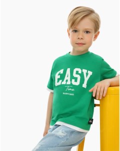 Зелёная футболка Standard с надписью для мальчика Gloria jeans