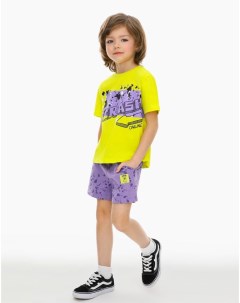 Фиолетовые спортивные шорты с абстрактным принтом для мальчика Gloria jeans