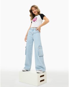 Широкие джинсы Wide leg Cargo для девочки Gloria jeans