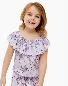 Светло лиловая блузка с бабочками для девочки Gloria jeans