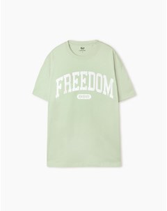 Светло зелёная футболка Comfort с надписью Freedom Gloria jeans