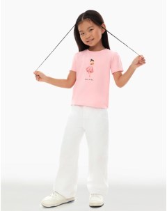 Розовая футболка с аппликацией для девочки Gloria jeans