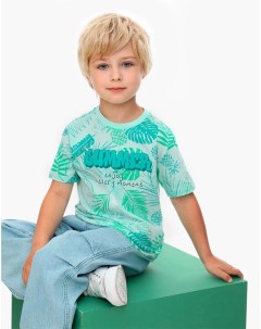 Мятная футболка с принтом Summer для мальчика Gloria jeans