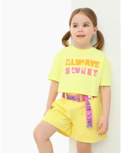 Жёлтые шорты Paperbag с поясом для девочки Gloria jeans