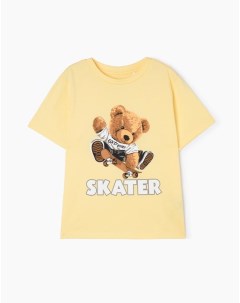 Жёлтая футболка с принтом Skater для мальчика Gloria jeans