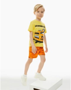 Оранжевые шорты из хлопка с принтом для мальчика Gloria jeans
