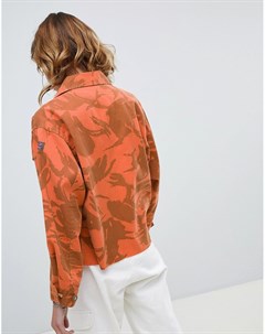 Укороченная оранжевая куртка с камуфляжным принтом Inspired Reclaimed vintage
