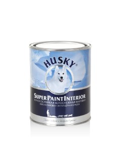 Краска интерьерная износостойкая Super Paint Interior для всех типов помещений 0 9 л база А белоснеж Husky