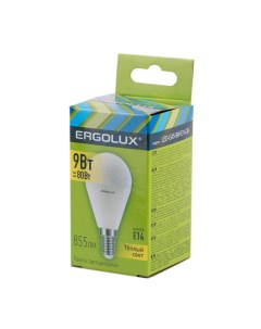 Лампа светодиодная LED 9Вт E14 3000K 172 265В шар Ergolux