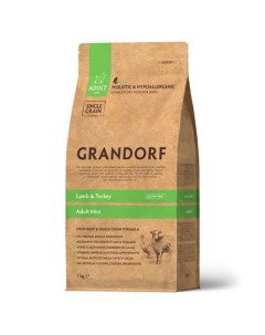 Adult low grain MINI Сухой корм для взрослых собак мелких пород ягнёнок с индейкой 1 кг Grandorf
