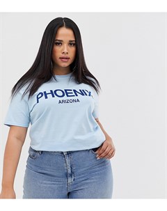 Эксклюзивная голубая футболка с надписью Phoenix Boohoo plus