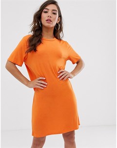 Ярко оранжевое платье футболка мини Prettylittlething