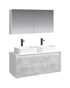 Мебель для ванной Mobi 120 подвесная белый бетон светлый Aqwella