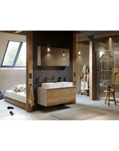 Мебель для ванной Mobi 120 подвесная бетон светлый дуб балтийский Aqwella