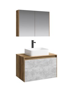 Мебель для ванной Mobi 80 подвесная дуб балтийский бетон светлый Aqwella