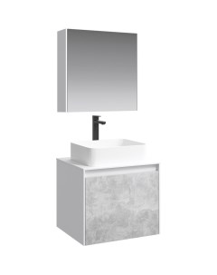Мебель для ванной Mobi 60 подвесная белый бетон светлый Aqwella