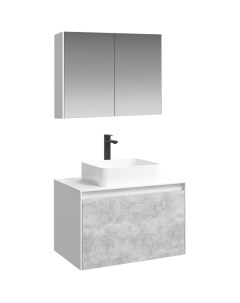 Мебель для ванной Mobi 80 подвесная белый бетон светлый Aqwella