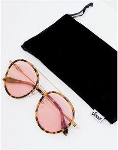 Круглые солнцезащитные очки в черепаховой оправе с розовыми стеклами Charlie Sonix