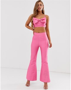 Розовые комбинируемые расклешенные брюки Collective the label