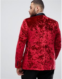 Красный блейзер смокинг супероблегающего кроя из мятого бархата Twisted tailor