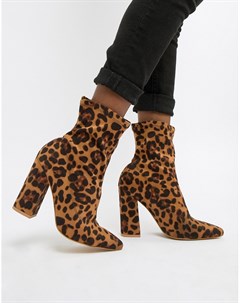 Ботинки на каблуке с леопардовым принтом Boohoo