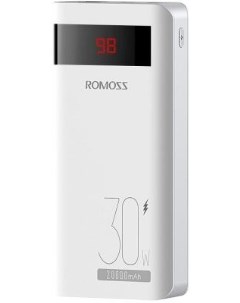 Мобильный аккумулятор Sense 6PS Pro 20000mAh 3A Power Delivery QC 3 0 2xUSB беспров зар белый Romoss