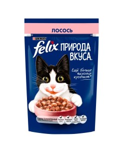 Влажный корм пауч для взрослых кошек Природа вкуса лосось в соусе 75 гр Felix
