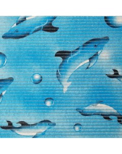 Коврик для ванной антискользящий 0 65х15 м вспененный ПВХ голубой Аква Стандарт 7017С дельфины Вилина