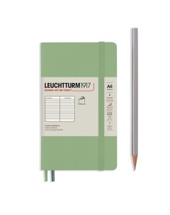 Записная книжка в линейку Leuchtturm Pocket A6 123 стр мягкая обложка пастельный зеленый Leuchtturm1917